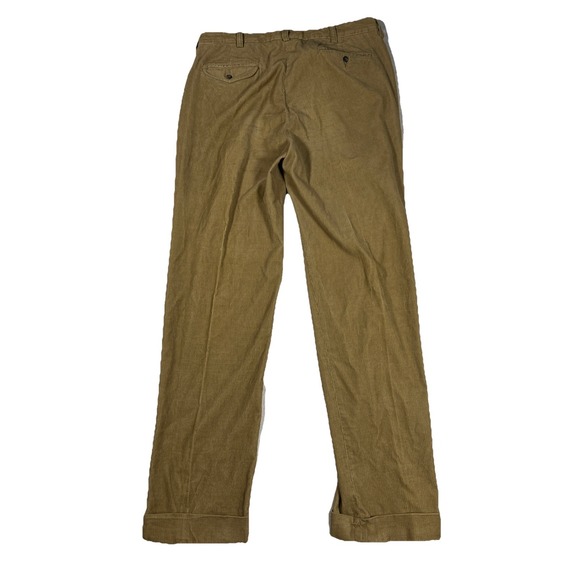 Polo Ralph Lauren Corduroy Pants Mens 36 Tan Preppy Pleated Cuffed Academic - Picture 2 of 6